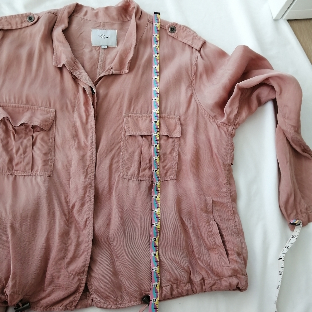 Rails Rowan Utility Jacket in Blush Pink Cupro Cinch Hem Cargo Pockets Large - Picture 16 of 17